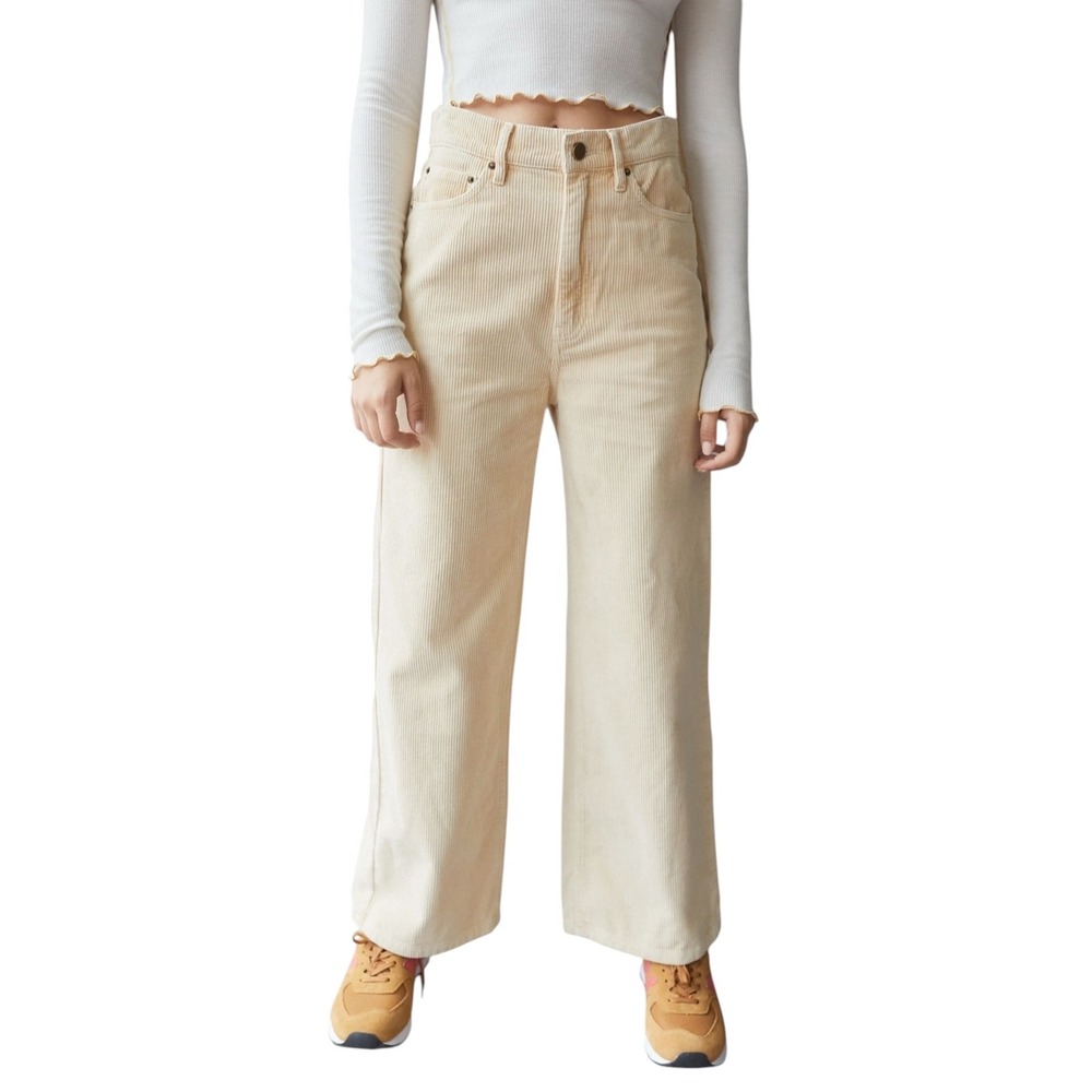 BDG Corduroy High and‎ Wide Corduroy Pants Cream High Rise Women's Size 29 - Picture 2 of 11